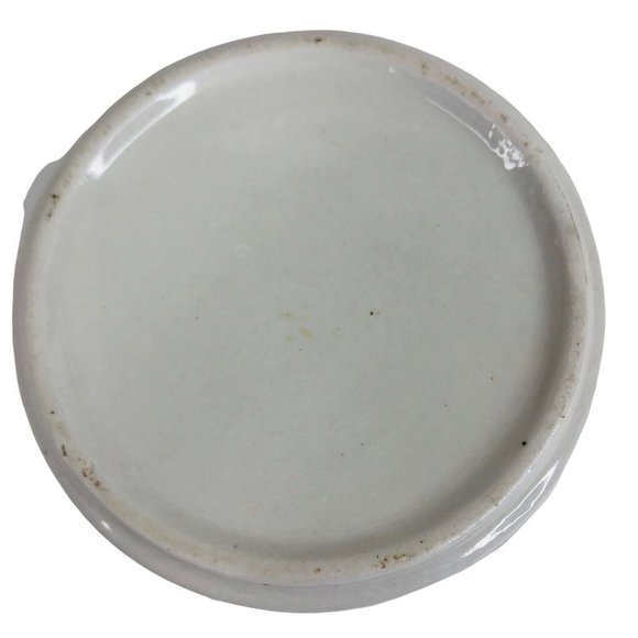 Vintage Round Ceramic Ashtray Flowers Blue Brown 4 7/8" Cigarette Stoneware - Picture 4 of 6